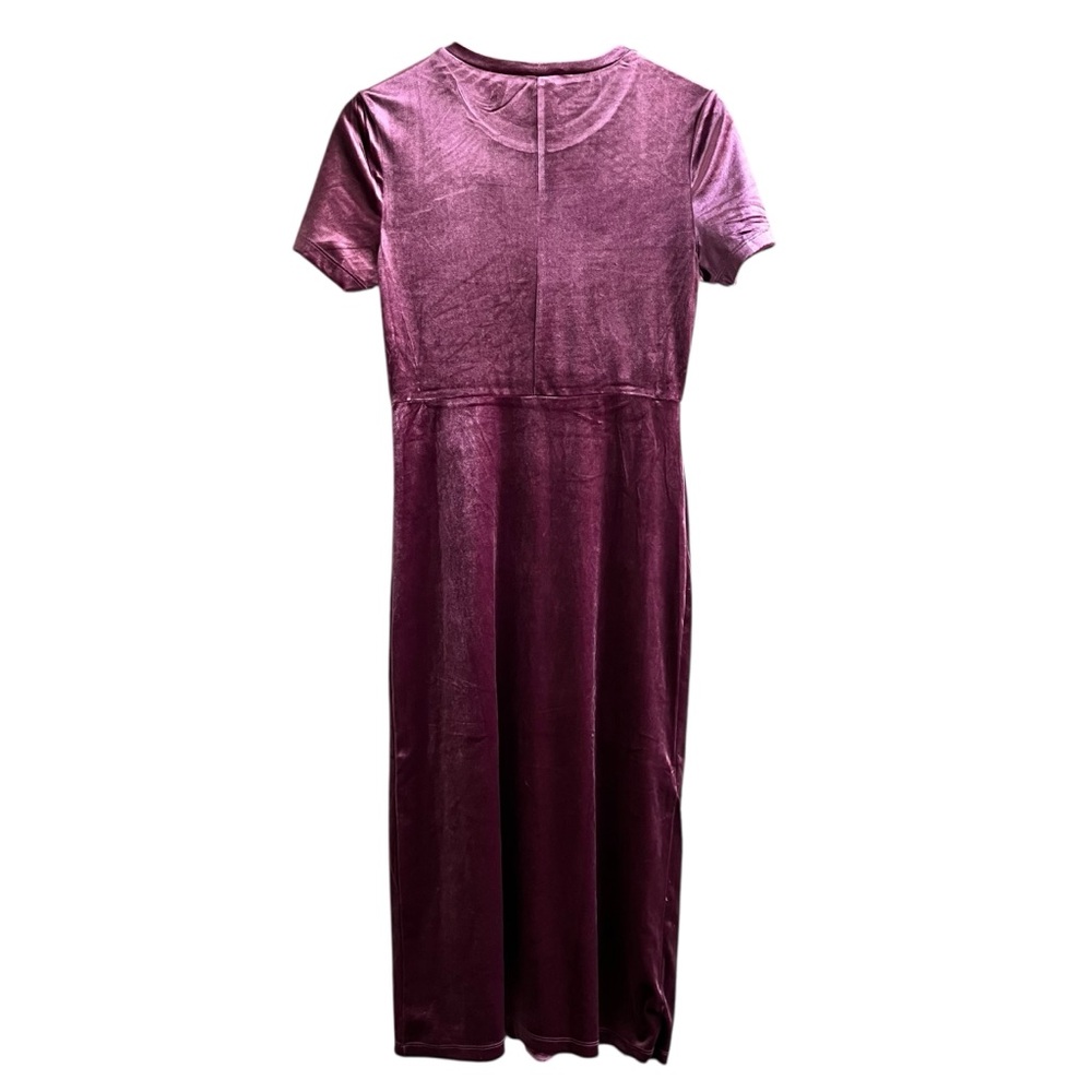 🔟 Zara Raspberry Velvet Bodycon Midi Dress Side Slit  Large - Picture 4 of 11